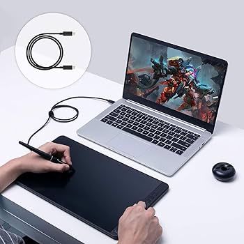 Huion Kamvas 13 液晶ペンタブレット 本体+USB-Cケーブル Kamvas 13のケーブルはどうのように接続しますか。 : HUION